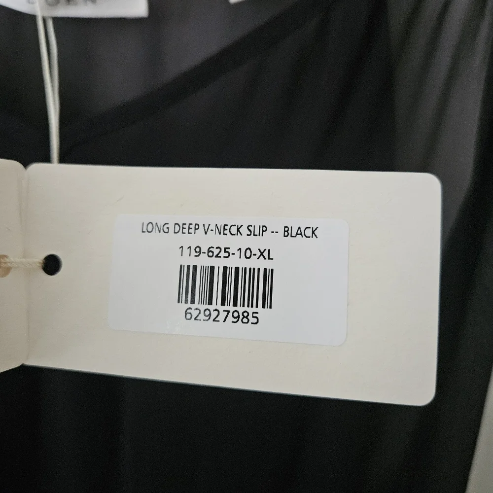Doen Black Long Deep V Neck Slip Dress NWT - Picture 9 of 10